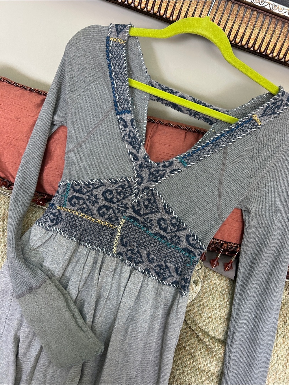 Free People Gray Long-Sleeve Sweater Top-S